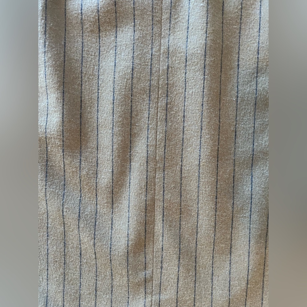 NWOT Madewell Elegant Tan Wool Pinstripe Side Button MIDI Skirt - 0 - Picture 4 of 4